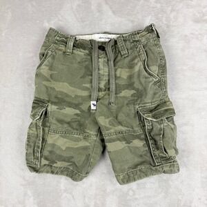 Abercrombie & Fitch Cargo Shorts Boys 12 Green Camo Distressed David Beckam Y2K